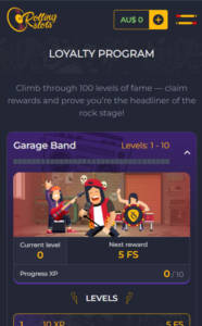 The loyalty program at Rolling Slots Casinos, showing the first stage.