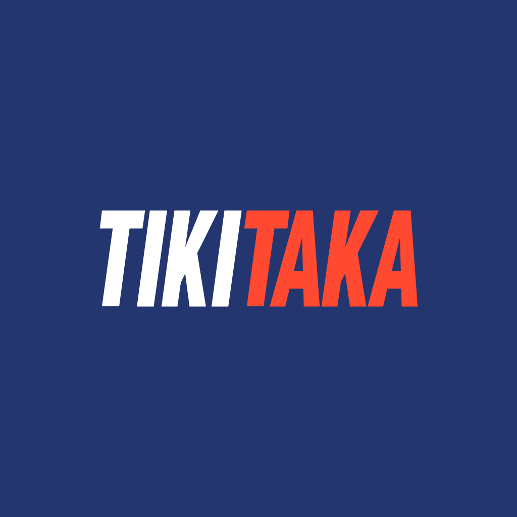 TikiTaka Casino Logo white and red letters on blue color