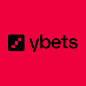 ybets casino logo black on red background