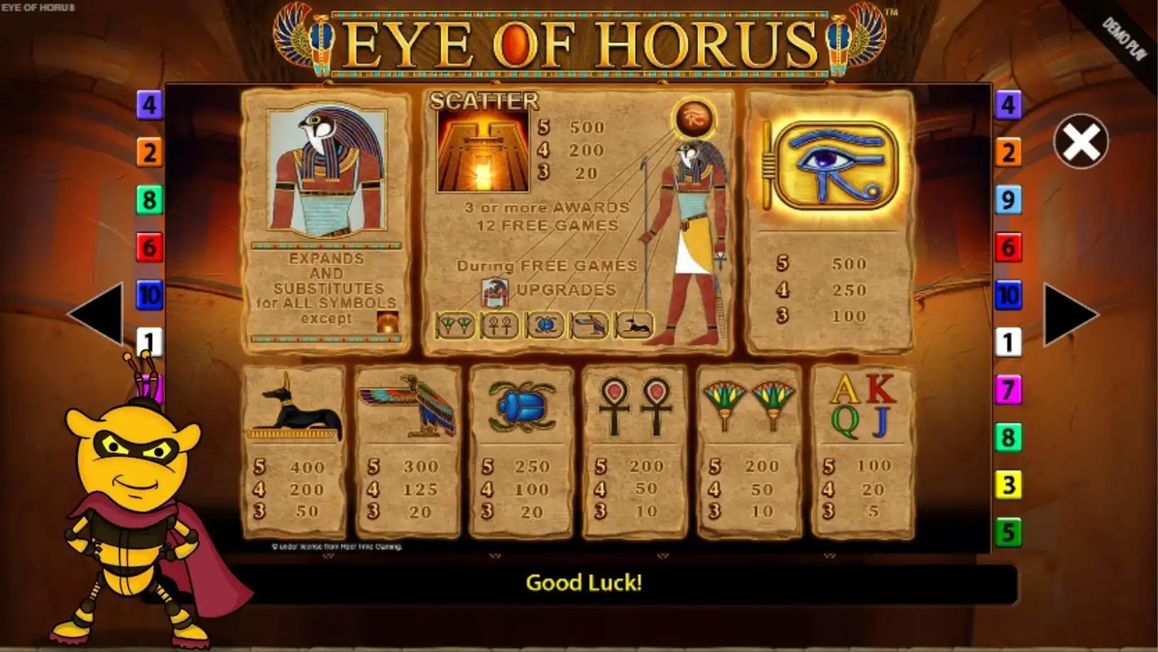 Líneas de pago de Eye of Horus y cómo activarlas 