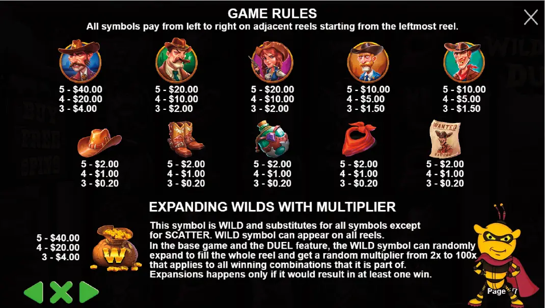 Wild West Duels Slot Symbols and Their Values
