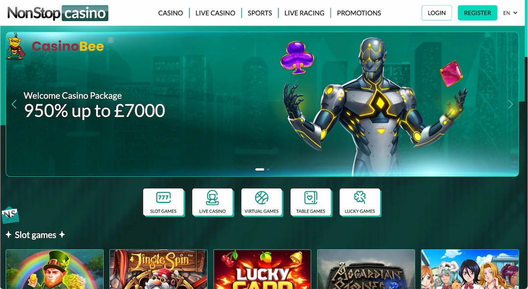 NonStop Casino landing page