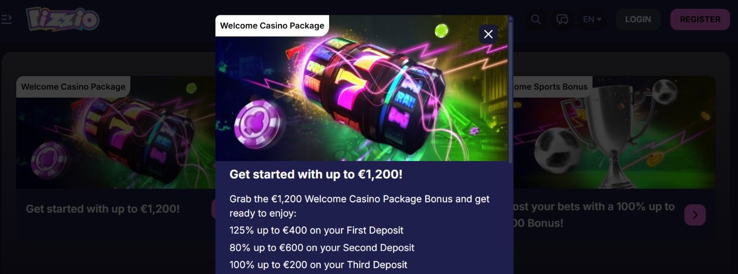 Rizzio Casino Welcome Bonus