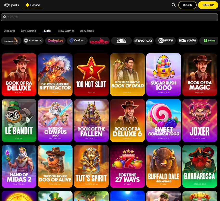 Online slots lobby at Cat Spins Casino displaying popular titles such as Book of Ra Deluxe, Gates of Olympus, Sweet Bonanza 1000, and Sugar Rush 1000, with provider filters including Pragmatic Play, Novomatic, Hacksaw Gaming, and Play&rsquo;n GO. 