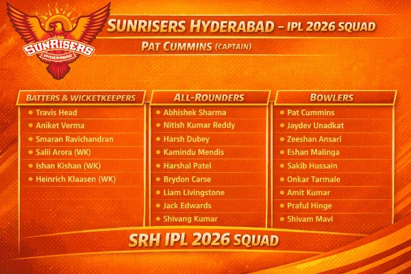 Sunrisers Hyderabad IPL 2026