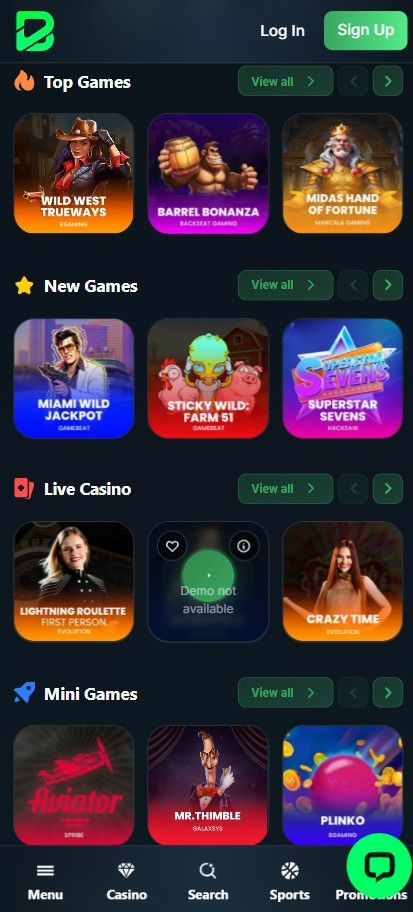 The BetPortal home page displays Top Games, New Games, and Live Casino releases, among other categories