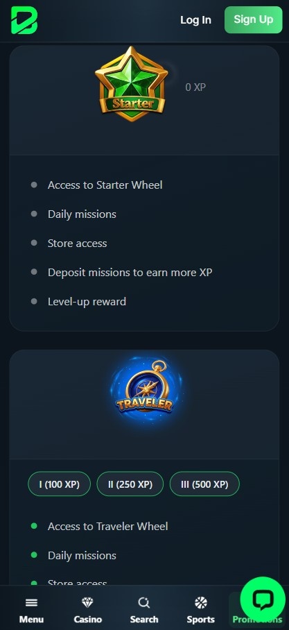 Players need 100, 250, and 500 XPs to reach levels one, two, and three of the Traveler tier