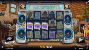 Cred slot low payout on a payline demonstrating the high volatility base game mechanics.