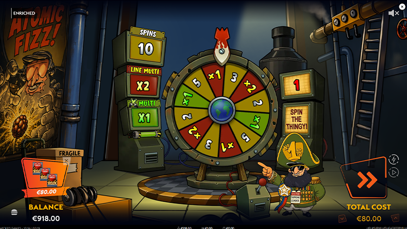 The Spin the Thingy upgrade wheel is preparing modifiers for the Enriched free spins bonus round.