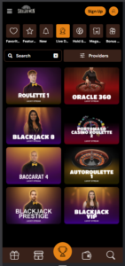 ShelbyWin live dealer lobby displaying LuckyStreak live blackjack, roulette, and baccarat tables.